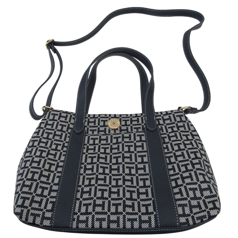 NWT Tommy Hilfiger Women's Fashion Monogram Small Bowler Bag - Light Stone/Tommy